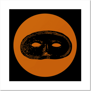 Halloween Mask, Omens, Symbols, Signs, and Fortunes - Pumpkin Orange and Black Variation Posters and Art